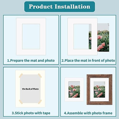 12 Packs White and Black Colors 8x10 Picture Frame Mats for 5x7 Photos