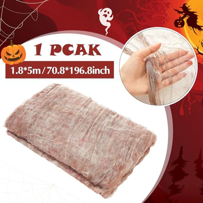 Halloween Cheese cloth 70.87 x 196.85 Inch Light Bloody Cheesecloth Roll for Crafts Large Cotton Muslin Gauze Fabric for Halloween Outdoor & Indoor Spooky Decoration