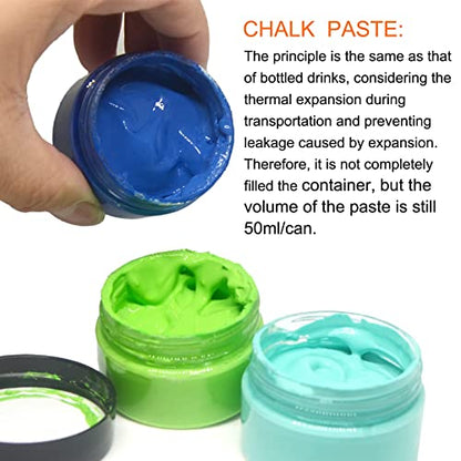6 Color Chalk Paste Paint Kit with 3 Mini Silicone Squeegees (9 Count)