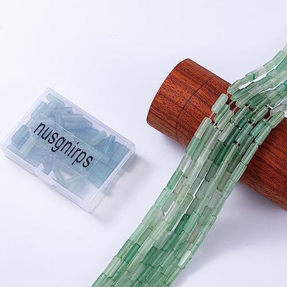 Natural Green Aventurine Rectangle Tube Beads 4x13mm 38cm (28 Count)
