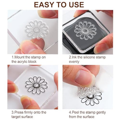 6Pcs Wildflower Clear Stamps for Card Making (29 Count)