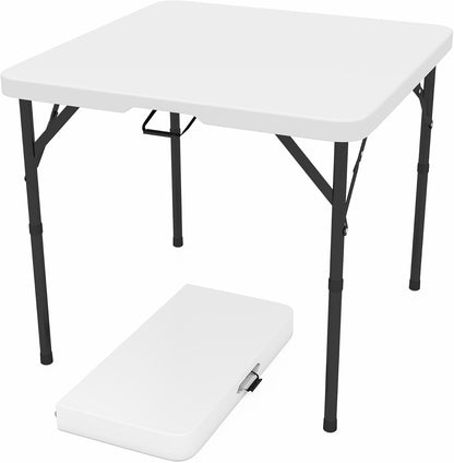 34" Square Folding Table, Portable Plastic Card Table with Handle and Removable Legs for Indoor Outdoor Picnic Party Dining Camping Wedding
