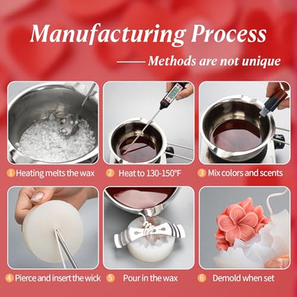 2Pcs Frangipani Flower Candle Wax molds Silicone Shapes for Wax Candles Making Valentine Flower Silicone Large Candle Wax Making molds for Candles moldes de silicona Flores para velas (2 Count)