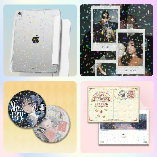36 Sheets Holographic Sticker Paper Transparent Holographic Laminate Sheets (36 Count)