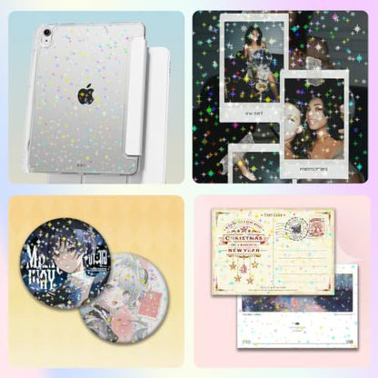 36 Sheets Holographic Sticker Paper Transparent Holographic Laminate Sheets (36 Count)