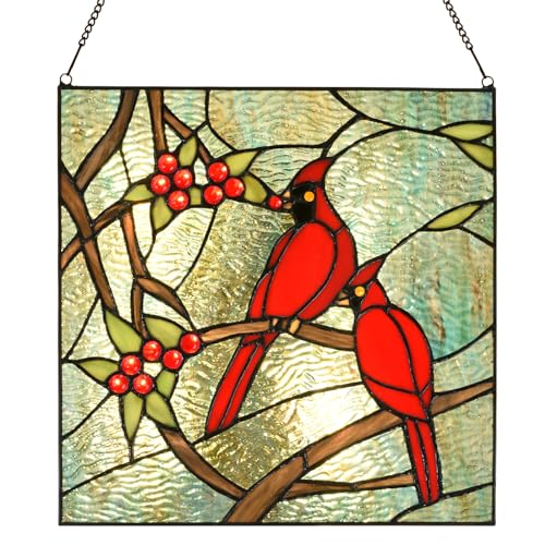 PA0008 Handcrafted Stained Glass Cardinal Window Hanging Suncatcher