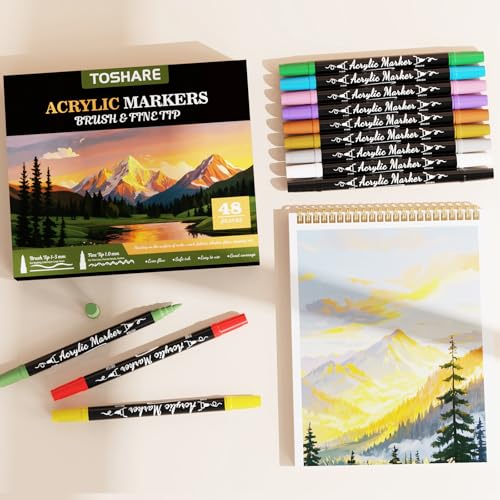 48 Colors Precision Dual Tip Acrylic Paint Markers Pens (48 Count)