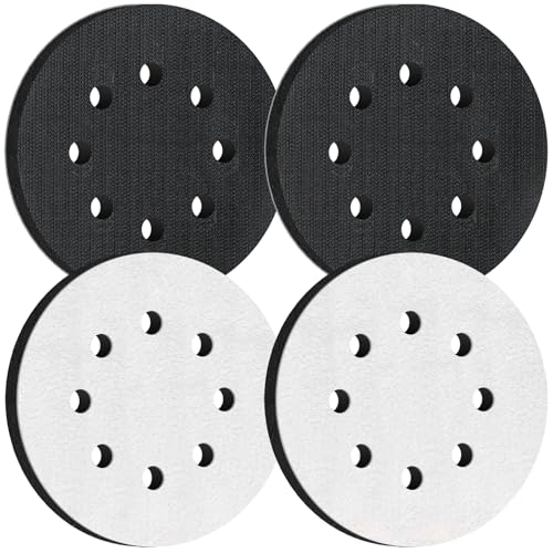 4 Pcs 5 Inch Foam Sponge Sanding Pads 8 Hole Hook and Loop Interface Pads for Random Orbital Sander (4 Count)