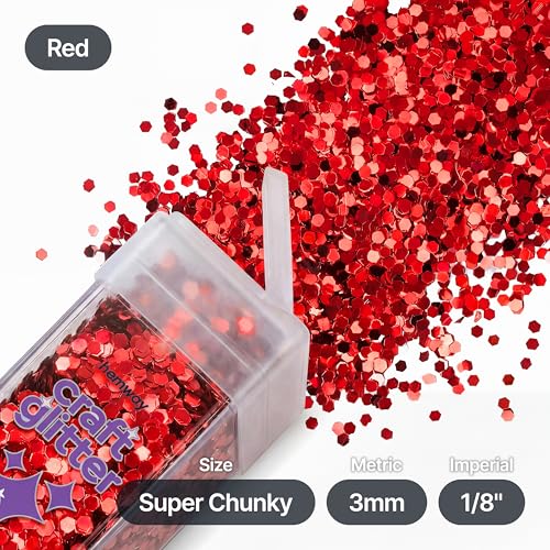 Craft Glitter Shaker Red 110g Super Chunky (3.9 Ounce)