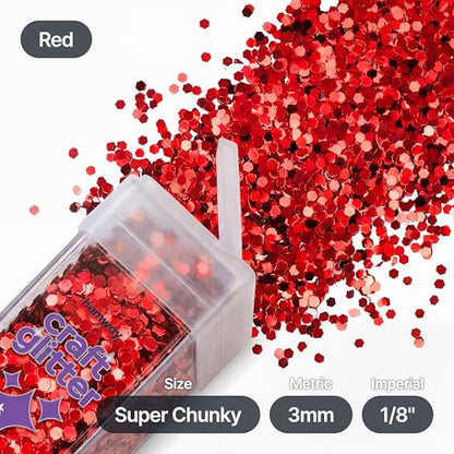 Craft Glitter Shaker Red 110g Super Chunky (3.9 Ounce)