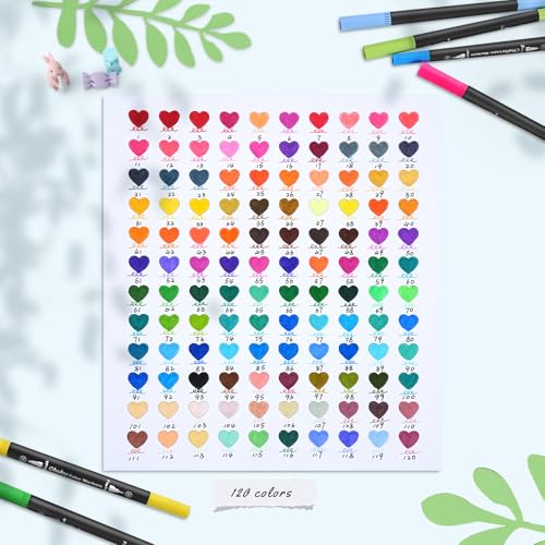 Adult Coloring Book Markers 120 Color Dual Tip Water (120 Count)