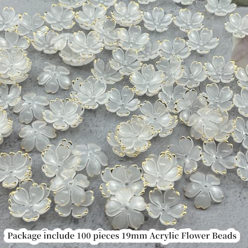 100pcs Acrylic Flower Beads (100 Count)