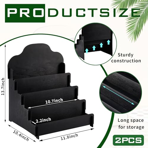 2 Pcs 4 Tier Greeting Card Display Stand Wooden Sticker Display Stand Portable Card Display Rack for Vendors Retail Counter Table Display Trade Shows Showcase (2 Count)