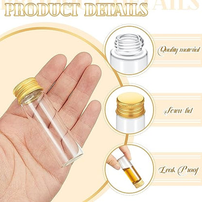 100 Pcs Small Clear Vials Spice Mini Jars with Lids Mini Glass Bottles with Screw Aluminum Metal Caps Tiny Jars Sample Containers for Powder Cream Cosmetic Jewelry Wedding (100 Count)