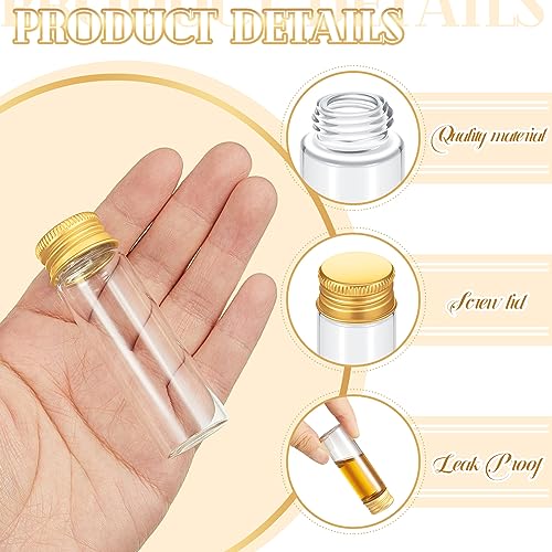 50 Pcs Small Clear Vials Spice Mini Jars with Lids Mini Glass Bottles with Screw Aluminum Metal Caps Tiny Jars Sample Containers for Powder Cream Cosmetic Jewelry Wedding (50 Count)
