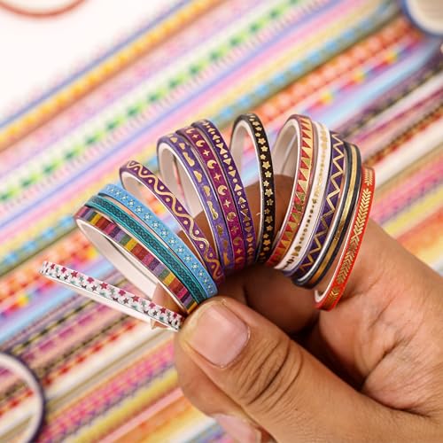 50 Rolls Skinny Washi Tape Set 3mm Wide (50 Count)
