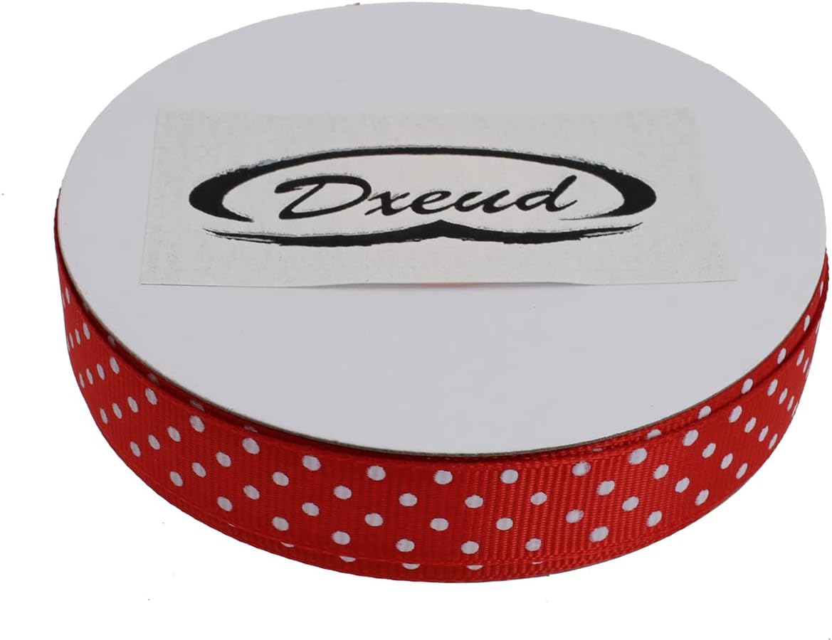 Polka Dot Grosgrain Ribbon 25 Yard Each Roll 100% Polyester (5/8", Red) - Crafty Corner