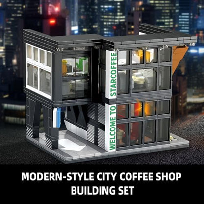 City Coffee House Architecture Building Set with Light (581 Count)