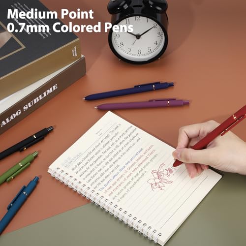 Colored Gel Pens 12 Pack 0.7mm Medium Point Pens for Journaling (12 Count)