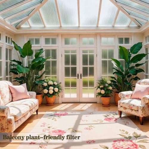 Reeded Glass Privacy Film Frosted Window Cling Window Privacy Film 3D Decor UV Blocking Heat Control Static Cling Vinyl No Glue Removable Cover for Bathroom Living Room Office