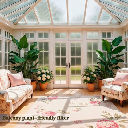 Reeded Glass Privacy Film Frosted Window Cling Window Privacy Film 3D Decor UV Blocking Heat Control Static Cling Vinyl No Glue Removable Cover for Bathroom Living Room Office