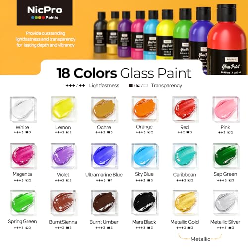 18 Colors Acrylic Glass Paint Set (152.1 Fl Oz)