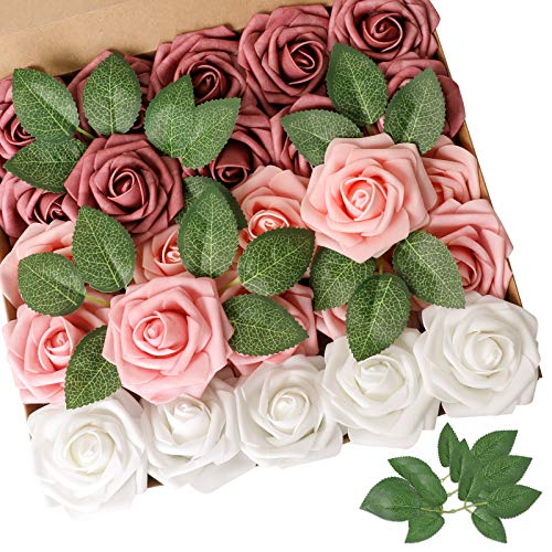 Rose Shades Rose 25pcs Real Looking Artificial Flowers w (25 Count)