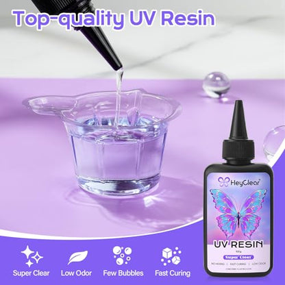 UV Resin Molds Kit 200g with Large UV Light for Jewelry Making