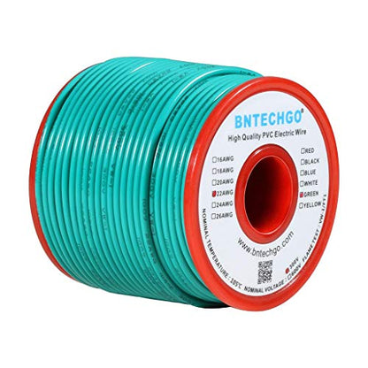 22 Gauge PVC Solid Electric Wire Green 100 ft Hookup Wire