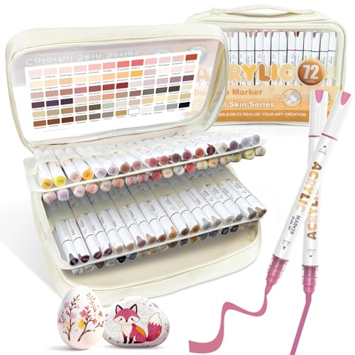 72 Colors Dual Tip Acrylic Paint Markers (72 Count)