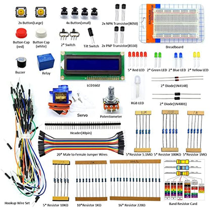 Project LCD 1602 Starter Kit for Raspberry Pi 4 3 2 Model B+ B Servo Motor Relay Beginner Small DIY Kit Compatible with Raspberry Pi 2b+ with PDF Guidebook User Manual