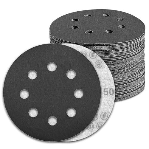 100 Pcs 5 inch Wet Dry Sanding Discs Grit 1500 Hook and Loop 8 Hole Silicon Carbide Orbital Sander Sandpaper (100 Count)