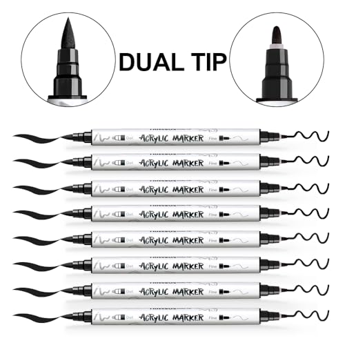 8 Pack Black Brush and Fine Dual (8 Count)