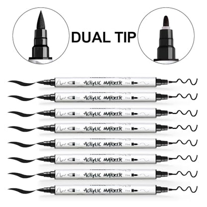 8 Pack Black Brush and Fine Dual (8 Count)