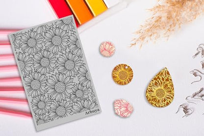Polymer Clay Sunflower Texture Sheets for Earring Jewelry Making