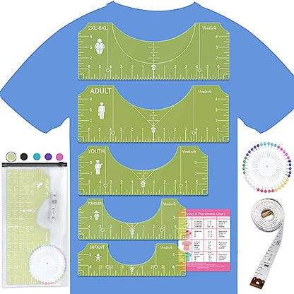 T Shirt Ruler Set for Cricut Vinyl and Shirt Placement Guide