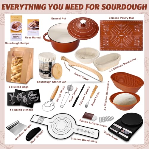 Sourdough Starter Kit with Enamel Cast Iron Pot