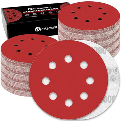 120 Pcs 5 inch Sanding Discs 2000 Grit 8 Hole Hook and Loop Round Sandpaper for Random Orbital Sander (120 Count)