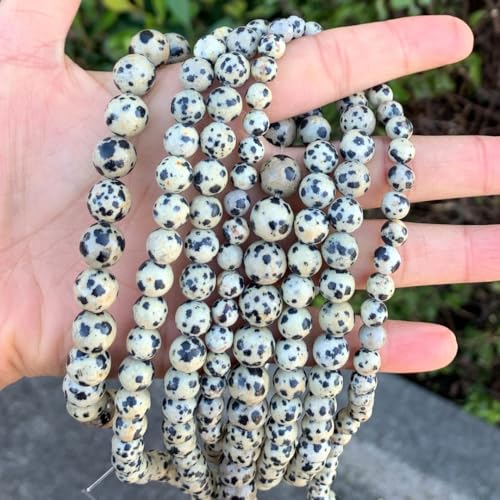 120pcs Adabele Natural Dalmatian Jasper Gemstone 6mm Round Beads (124 Count)