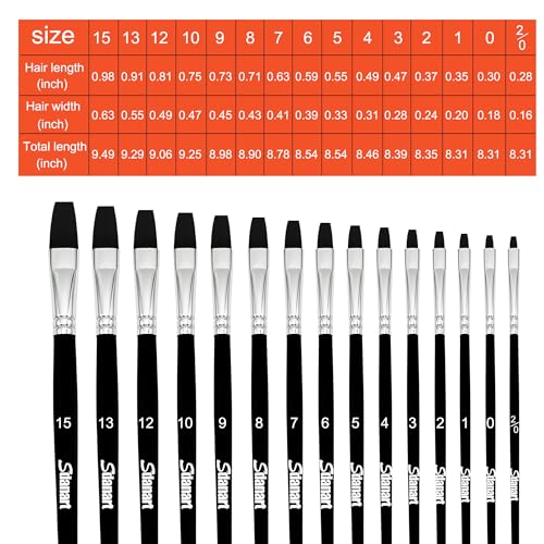 Flat Paint Brushes (15 Count)