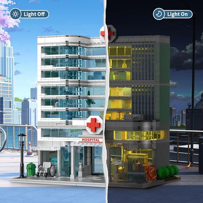 City Hospital Building Set Compatible with Lego 1350pc LED Lighting (1350 Count)