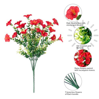 Artificial Flowers Fake Plants for Outdoors Decoration (12 Count)
