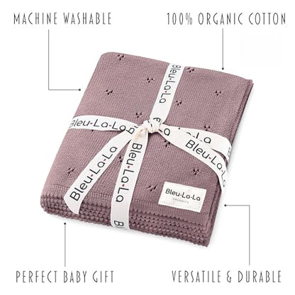 100% Luxury Organic Cotton Pointelle Knit Baby Quilt Blanket