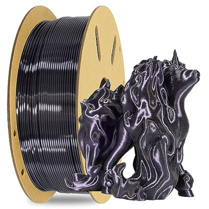 1KG Silk Shiny Black PLA 3D Printer Filament (35.27 Ounce)