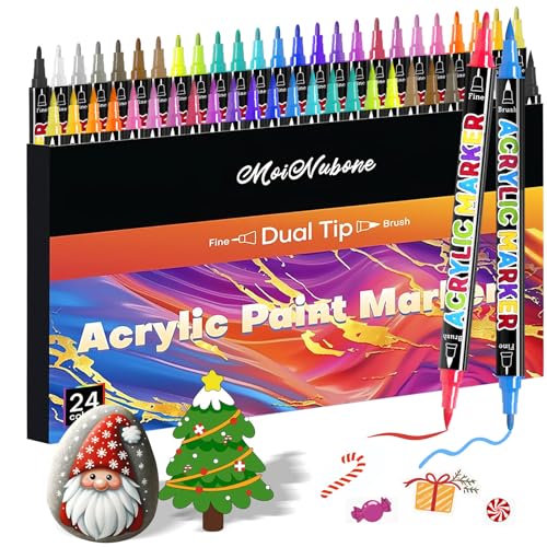 24 Colors Dual Tip Acrylic Paint Markers