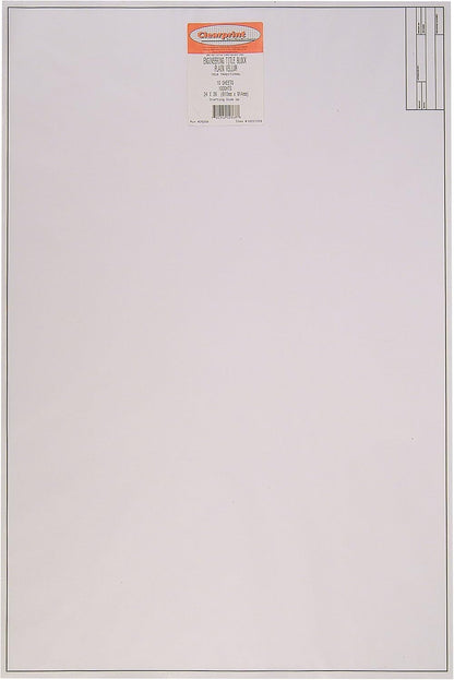 Clearprint 24" x 36" 1000H Design Vellum Sheets with Engineer Title Block, 16 lb., 100% Cotton, 10 Sheets Per Pack, 1 Each