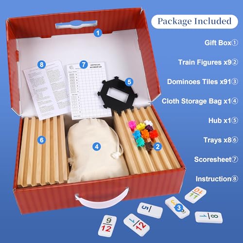 Mexican Train Dominoes Set Double 12 with Numbers