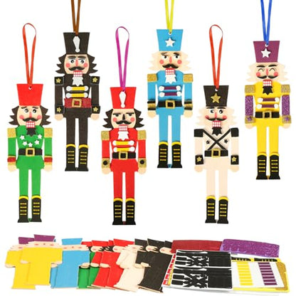 12 Pack Nutcracker Craft Kit for Kids Make You Own Foam Stickers Ornament DIY Christmas Arts and Crafts fo Chirstmas Party Supplies Christmas Tree Decoration (12 Count)