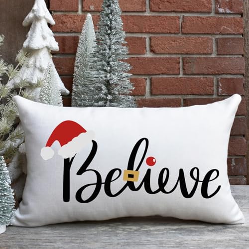 Merry Christmas Stencils for Crafts Reusable Christmas Stencils for Door Mats Believe Holiday Stencil for Painting on Wood Fabrics Porch Hanger Decor (8 Count)