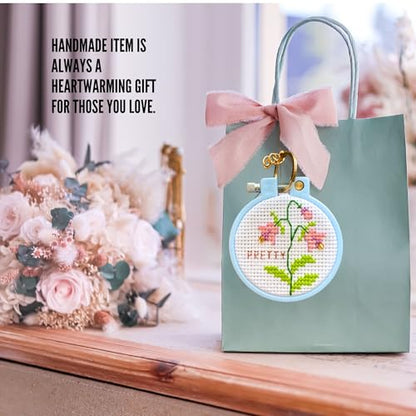 Stamped Embroidery Kit Cross Stitch Luggage Tag Kit Needlepoint Project